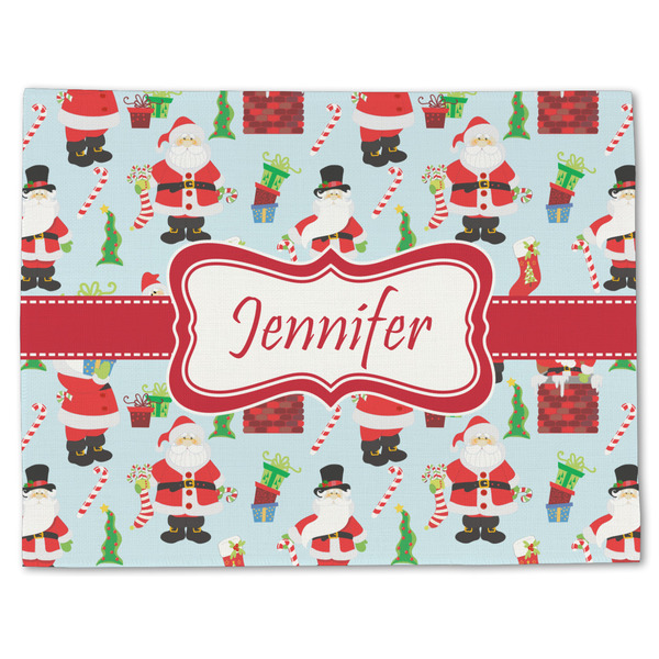 Custom Santa and Presents Single-Sided Linen Placemat - Single w/ Name or Text