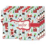 Santa and Presents Linen Placemat w/ Name or Text