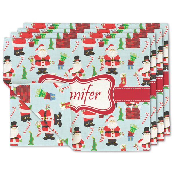 Custom Santa and Presents Linen Placemat w/ Name or Text