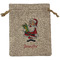Santa and Presents Medium Burlap Gift Bag - Front