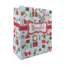 Santa and Presents Medium Gift Bag (Personalized)
