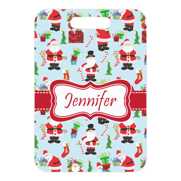 Santa and Presents Metal Luggage Tag - Front Without Strap
