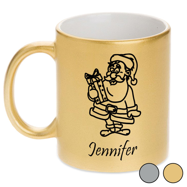 Santa and Presents Metallic Mugs