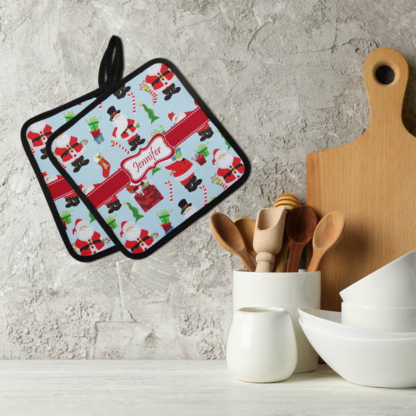 Santa and Presents Neoprene Pot Holder - Set of 2  LIFESTYLE