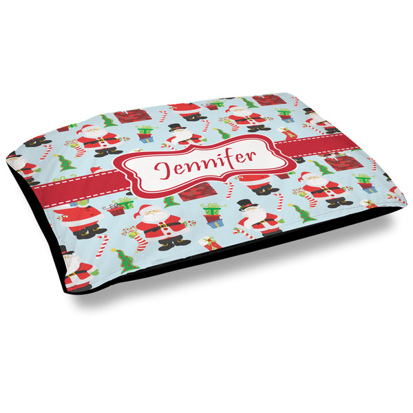 Custom Santa and Presents Outdoor Dog Bed - Large (Personalized)