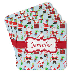 Santa and Presents Paper Coasters w/ Name or Text