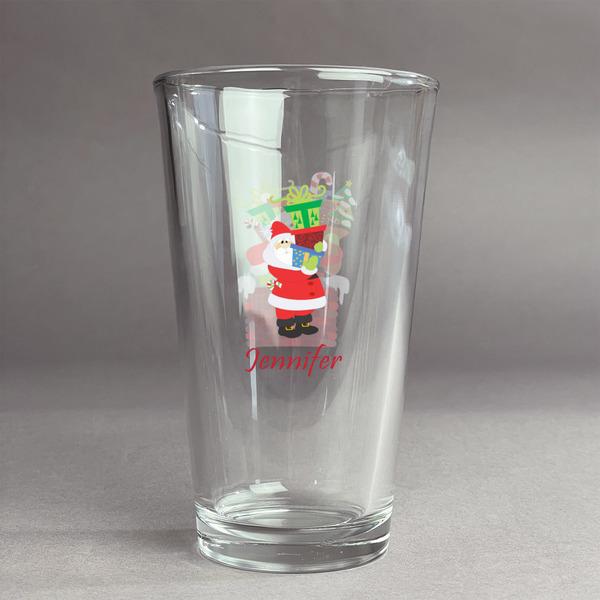 Custom Santa and Presents Pint Glass - Full Color Logo (Personalized)