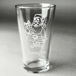Santa and Presents Pint Glass - Engraved (Single) (Personalized)
