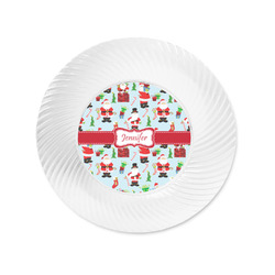 Santa and Presents Plastic Party Appetizer & Dessert Plates - 6" (Personalized)