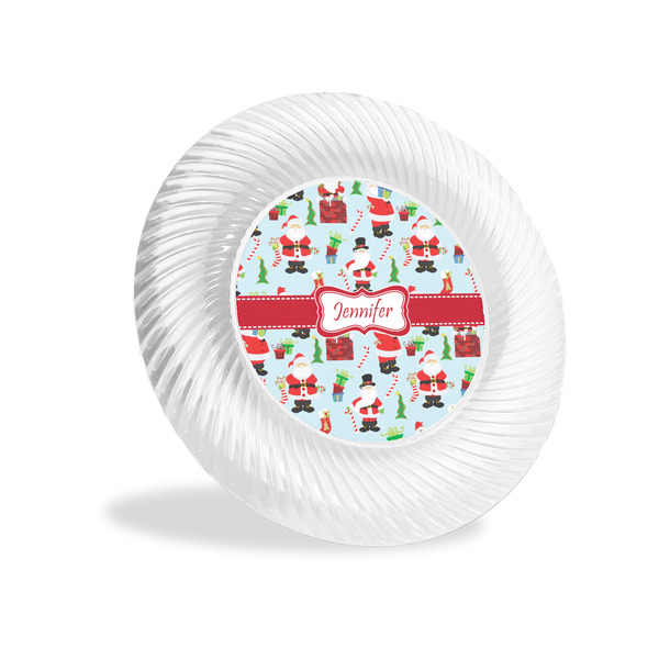 Custom Santa and Presents Plastic Party Appetizer & Dessert Plates - 6" (Personalized)