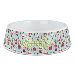 Santa and Presents Plastic Dog Bowl - Large (Personalized)