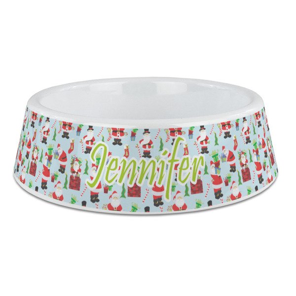 Custom Santa and Presents Plastic Dog Bowl - Large (Personalized)