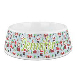 Santa and Presents Plastic Dog Bowl (Personalized)