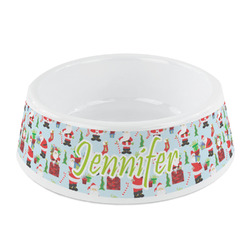 Santa and Presents Plastic Dog Bowl - Small (Personalized)