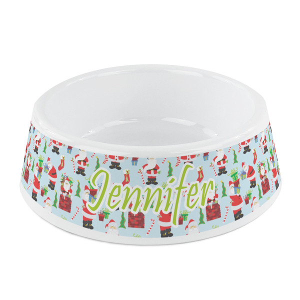 Custom Santa and Presents Plastic Dog Bowl - Small (Personalized)