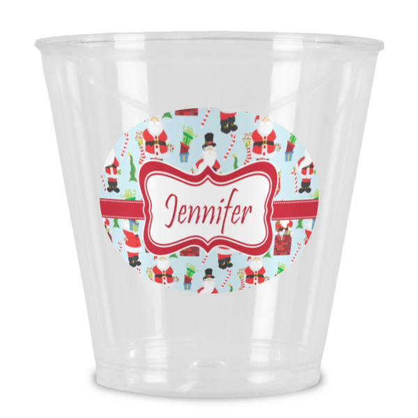 Custom Santa and Presents Plastic Shot Glass (Personalized)