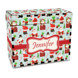 Santa and Presents Wood Recipe Box - Full Color Print (Personalized)