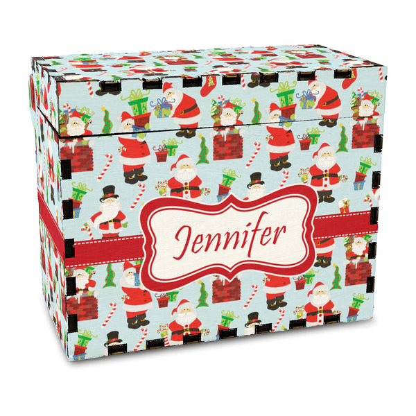 Custom Santa and Presents Wood Recipe Box - Full Color Print (Personalized)