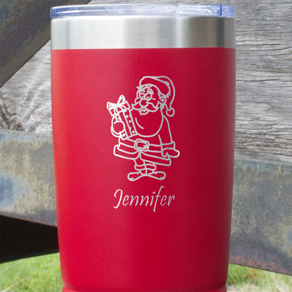 Santa and Presents Red Polar Camel Tumbler - 20oz - Close Up