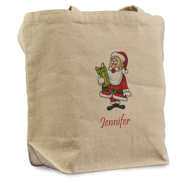 Custom Santa and Presents Reusable Cotton Grocery Bag (Personalized)