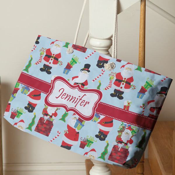 Santa and Presents Large Rope Tote - Life Style
