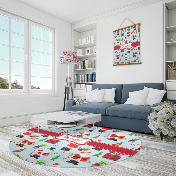 Santa and Presents Round Area Rug - IN CONTEXT