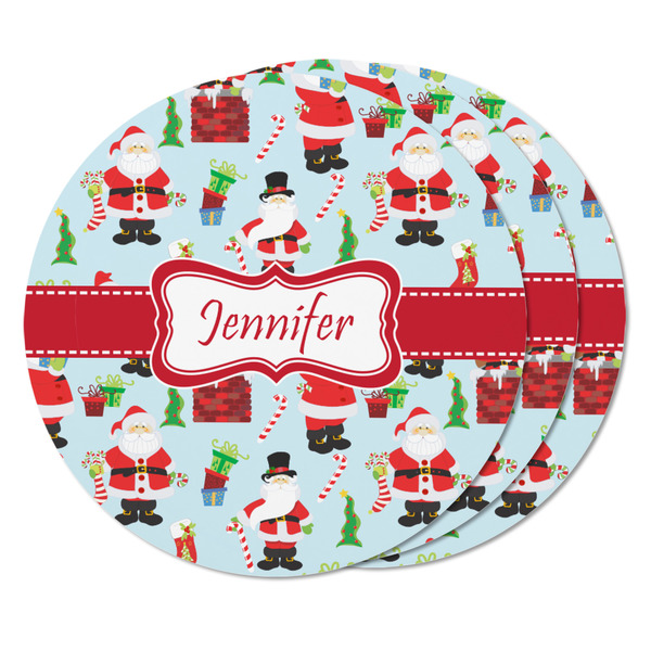 Santa and Presents Round Fridge Magnet - THREE