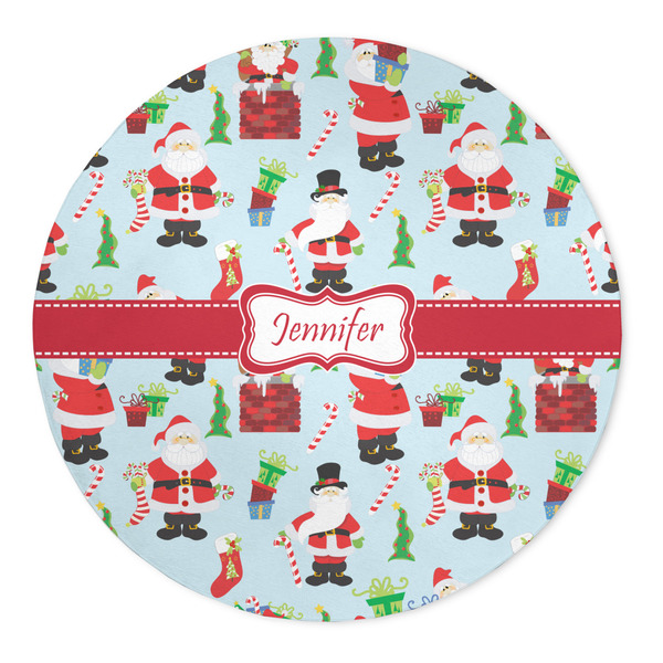 Custom Santa and Presents 5' Round Indoor Area Rug (Personalized)