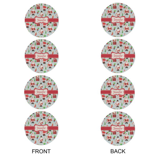 Santa and Presents Round Linen Placemats - APPROVAL Set of 4 (double sided)