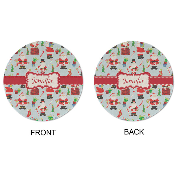 Santa and Presents Round Linen Placemats - APPROVAL (double sided)