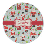 Santa and Presents Round Linen Placemat - Single Sided (Personalized)
