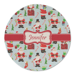 Santa and Presents Round Linen Placemat (Personalized)