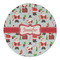 Santa and Presents Round Linen Placemats - FRONT (Single Sided)