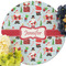 Santa and Presents Round Linen Placemats - Front (w flowers)