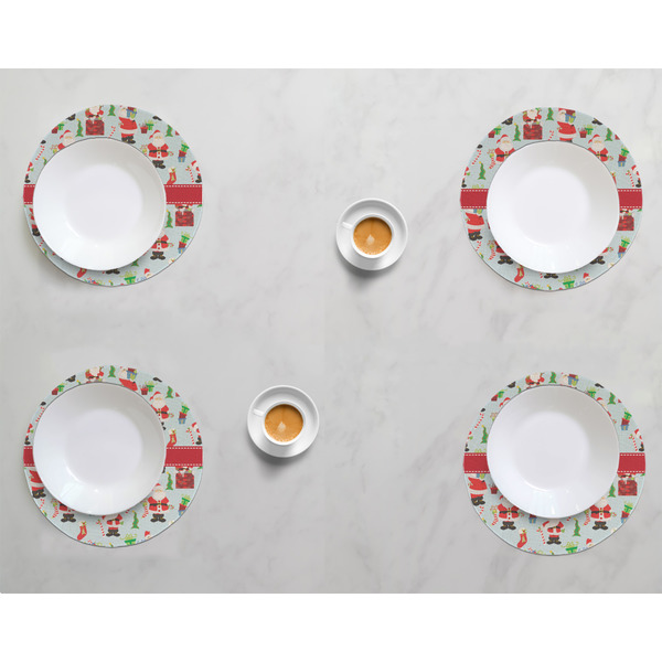 Santa and Presents Round Linen Placemats - LIFESTYLE (set of 4)