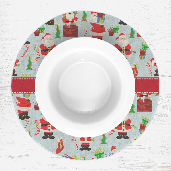 Santa and Presents Round Linen Placemats - LIFESTYLE (single)