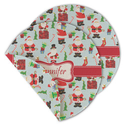 Santa and Presents Round Linen Placemat - Double Sided - Set of 4 (Personalized)