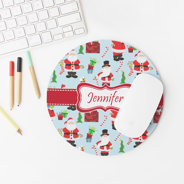 Santa and Presents Round Mousepad - LIFESTYLE 2