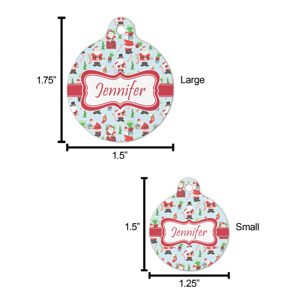 Santa and Presents Round Pet ID Tag - Large - Comparison Scale