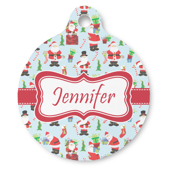 Custom Santa and Presents Round Pet ID Tag - Large (Personalized)
