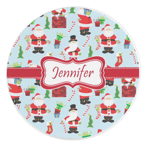Custom Santa and Presents Round Stone Trivet (Personalized)