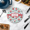 Santa and Presents Round Stone Trivet - In Context View