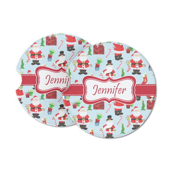 Custom Santa and Presents Sandstone Car Coasters - Set of 2 (Personalized)