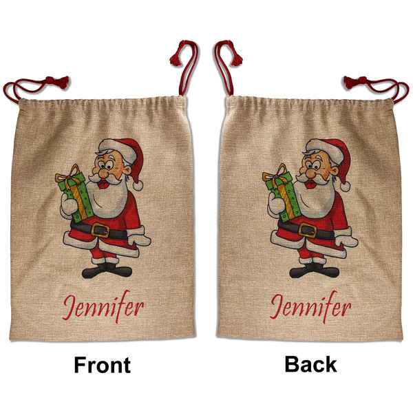 Custom Santa and Presents Santa Sack - Front & Back (Personalized)