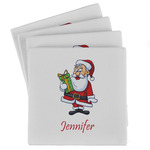 Santa and Presents Absorbent Stone Coasters - Set of 4 (Personalized)