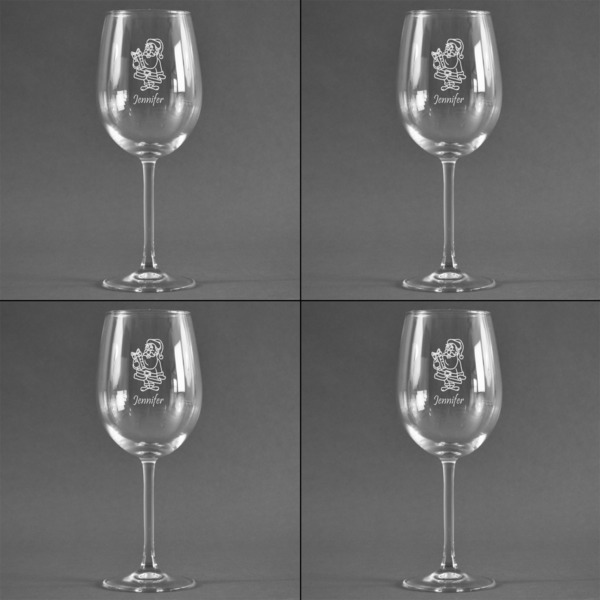 Santa and Presents Set of Four Personalized Wineglasses (Approval)