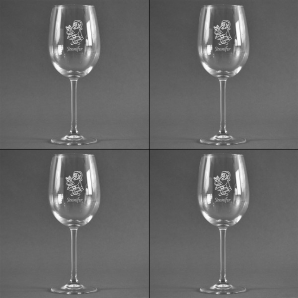 Santa and Presents Set of Four Personalized Wineglasses (Approval)