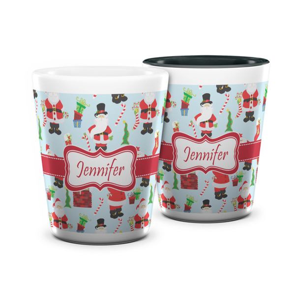 Custom Santa and Presents Ceramic Shot Glass - 1.5 oz (Personalized)