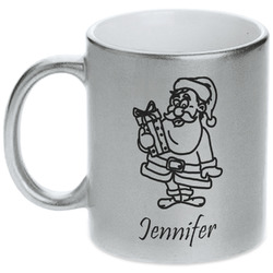 Santa and Presents Metallic Silver Mug (Personalized)