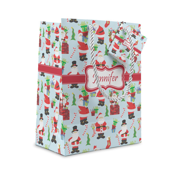 Custom Santa and Presents Small Gift Bag (Personalized)